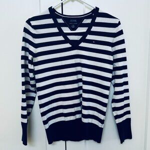 Tommy Hilfiger Women's Striped V-Neck Long-Sleeve Sweater